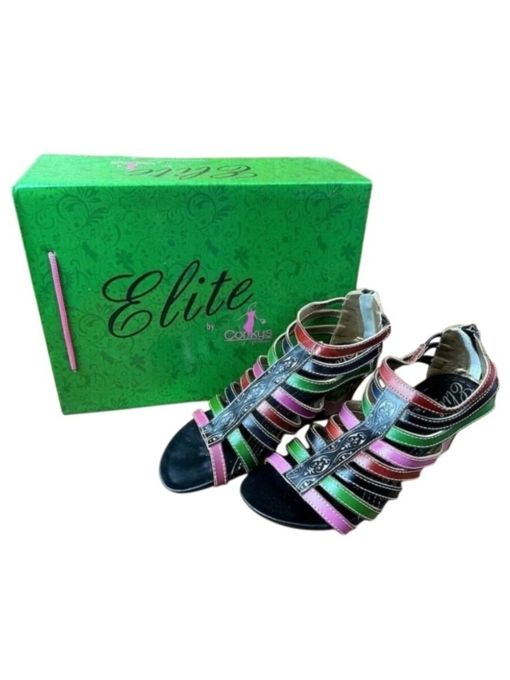 Elite by Corky St Marten Gladiator Casual Floral Zip Back Sandals size 7
